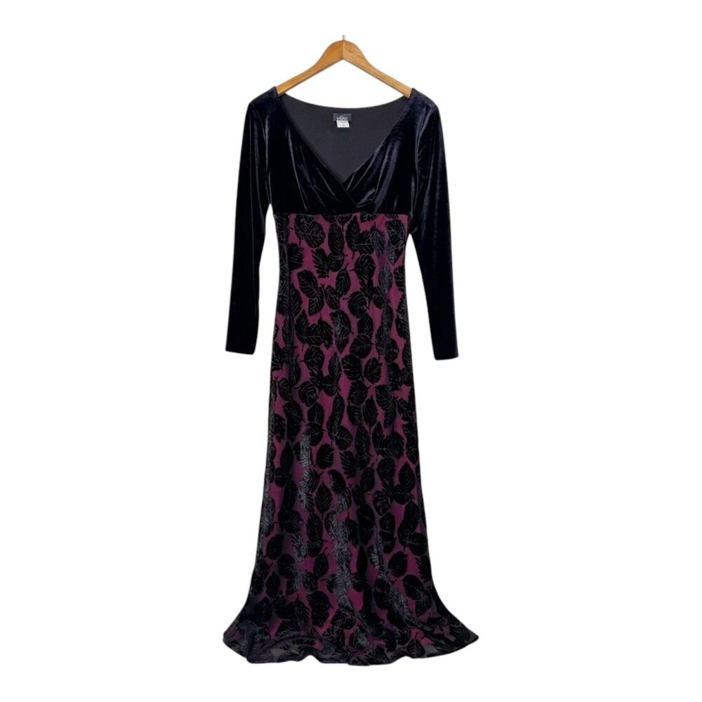 Vintage Mica Velvet Burnout Maxi Dress Gown Womens 8 Whimsigoth Victorian Vampy - Picture 2 of 9